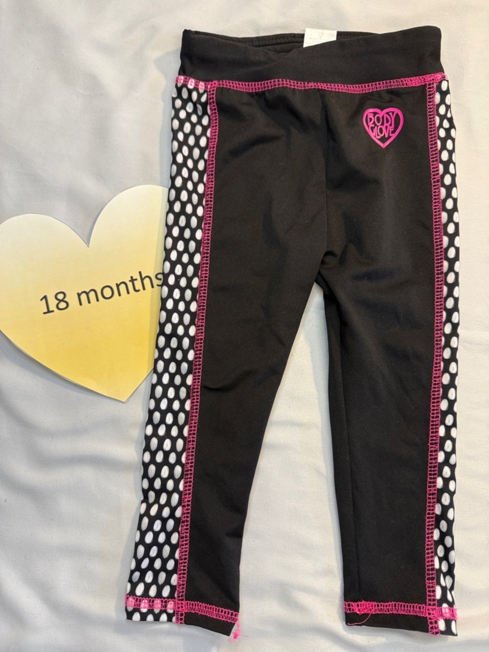 Body Glove - 18M - Heart Print Black and Pink Kids Leggings
